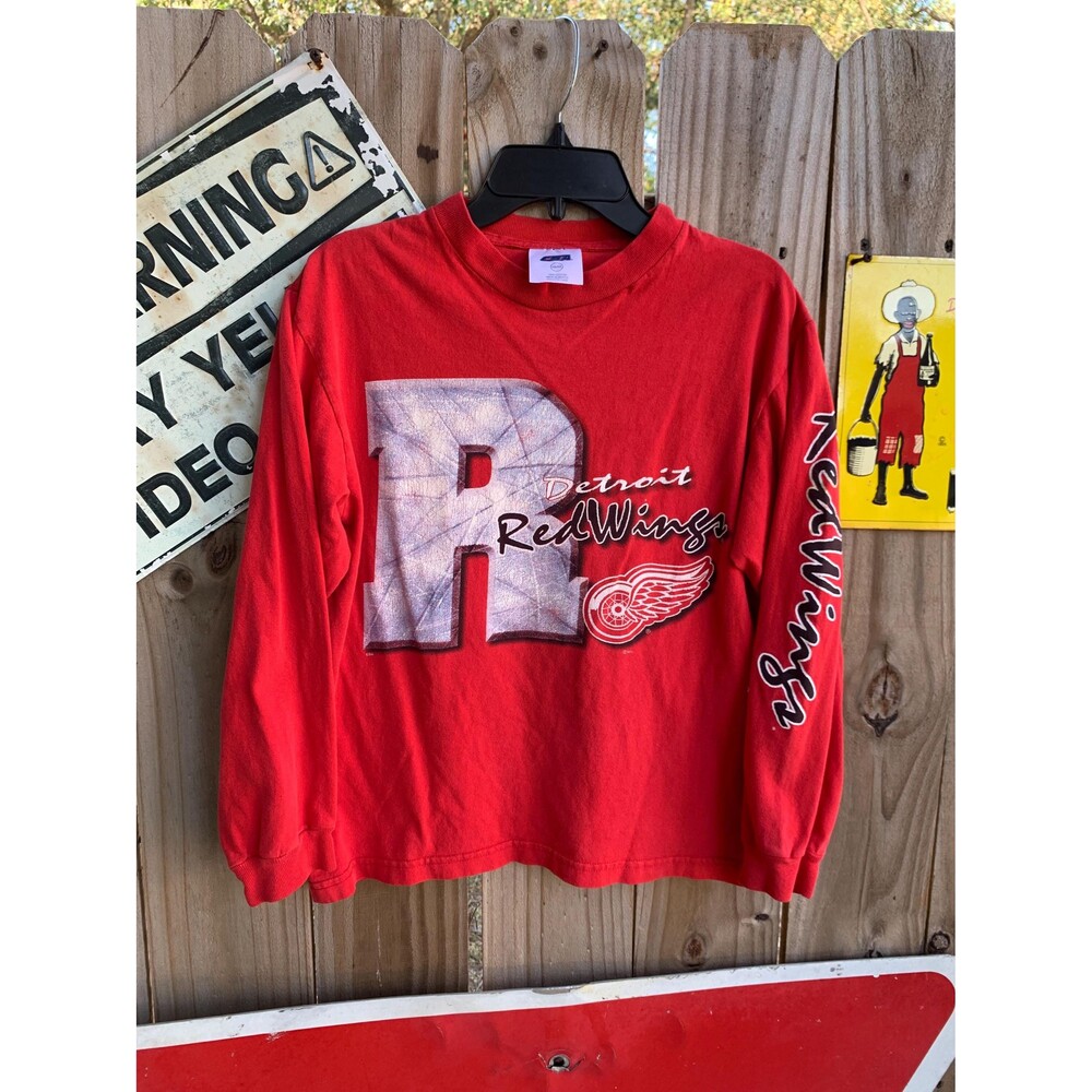 Vintage Y2K Detroit Red Wings NHL Red Long Sleeves Shirt Size 10/12